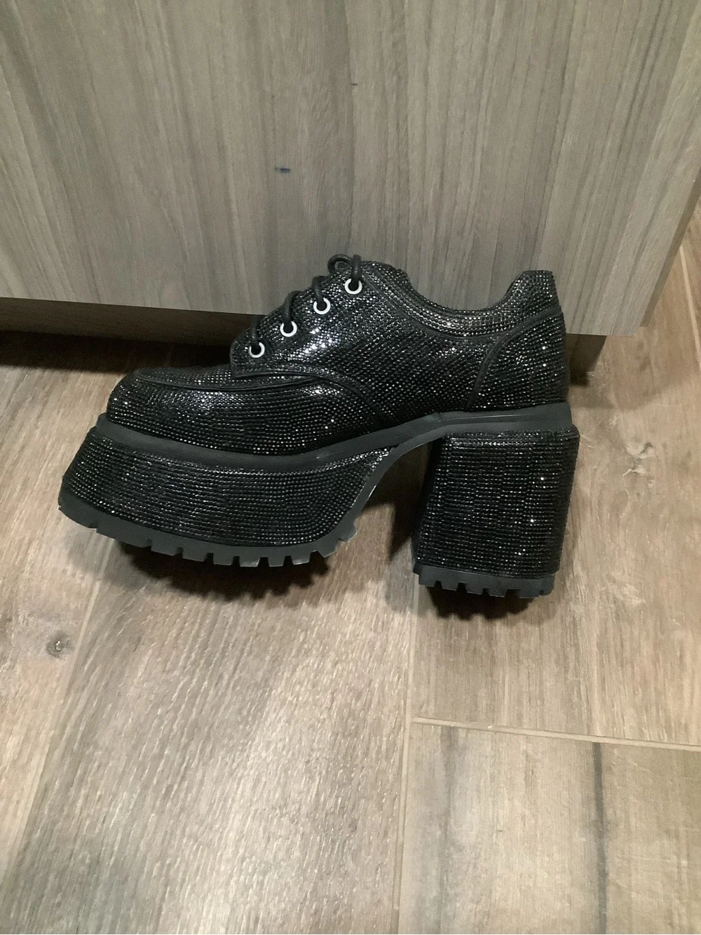 Dolls Kill Rhinestone Chunky Platform Heels